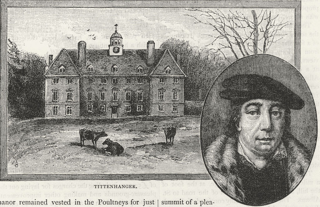 HERTFORDSHIRE. St Albans. Tyttenhanger; Pope 1888 old antique print picture